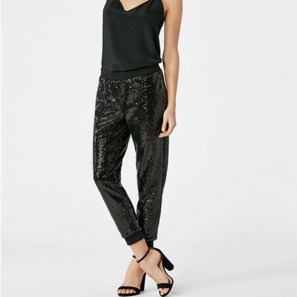 Black Pants - NWT Black Collection Sequin Mixed Media Jogger